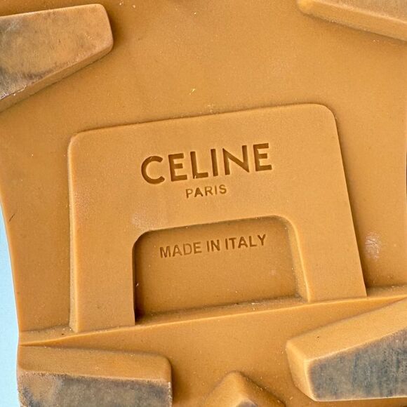 Celine Patapan Triomphe Tan Canvas Lace Up Short Boots Size 40 - Picture 13 of 14